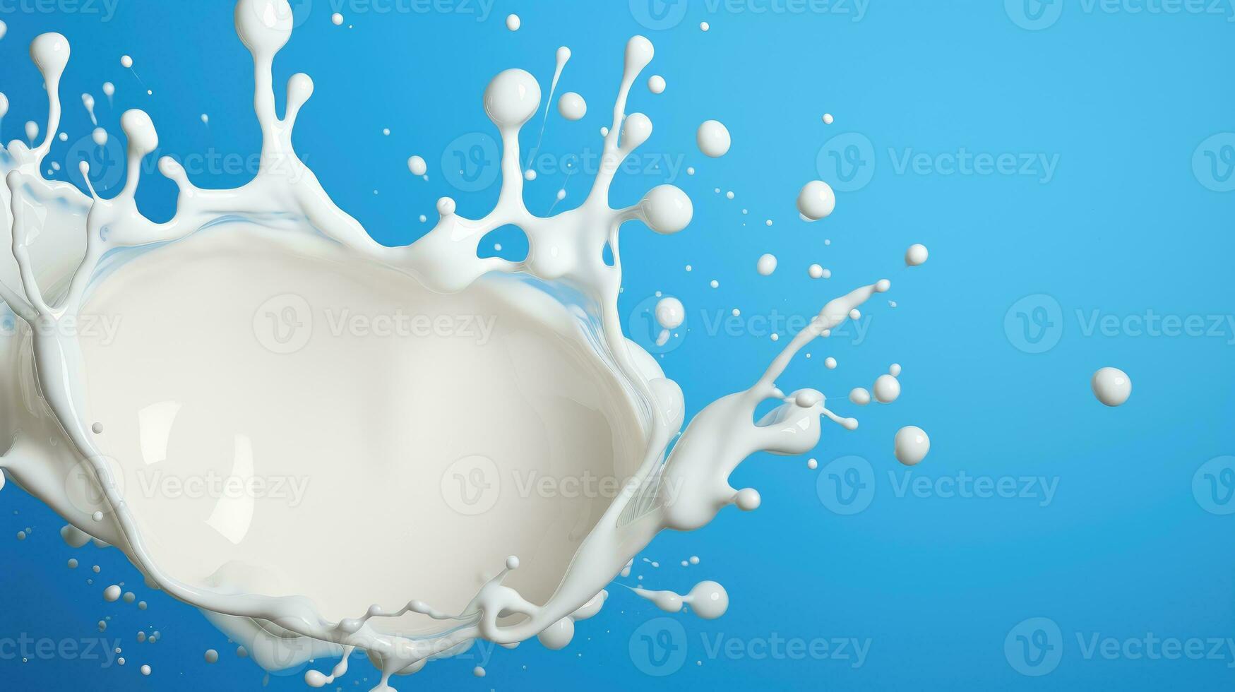 Milk on blue background AI Generated photo