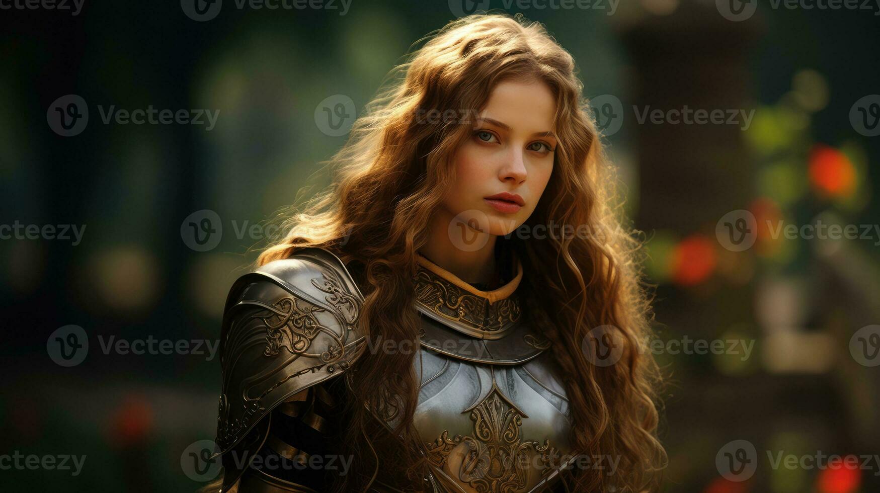 Woman in knight armor AI Generated photo