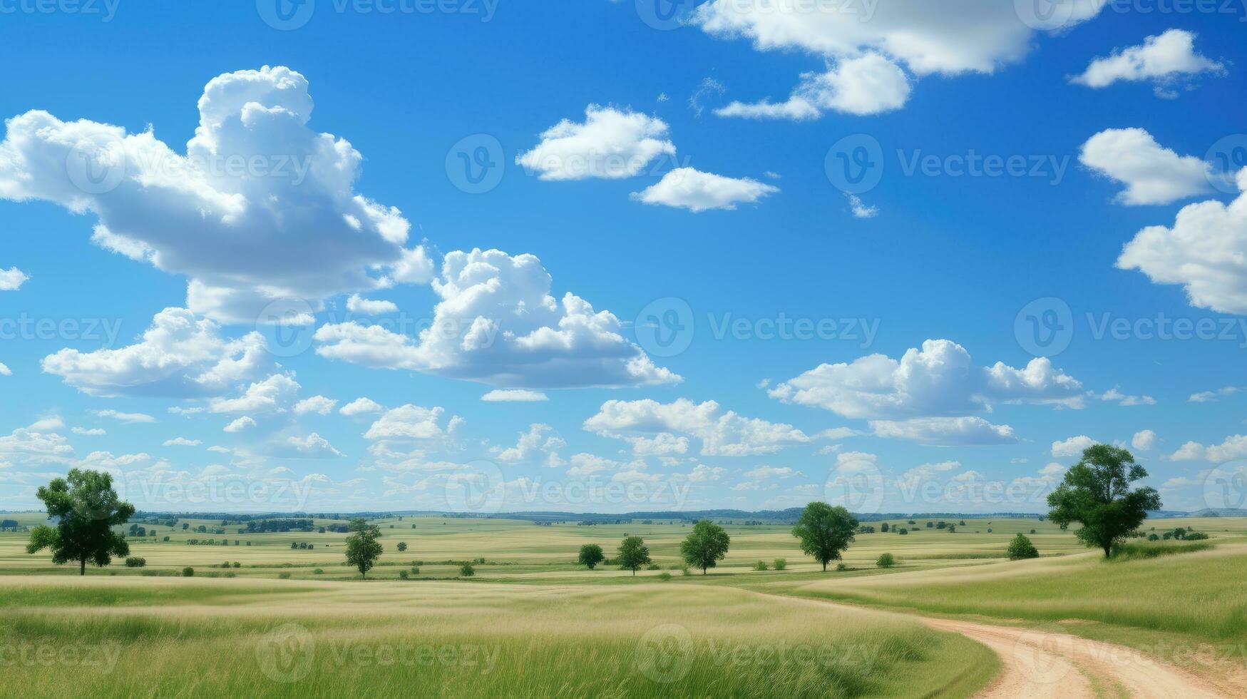 Summer day and clouds in the blue sky AI Generated photo