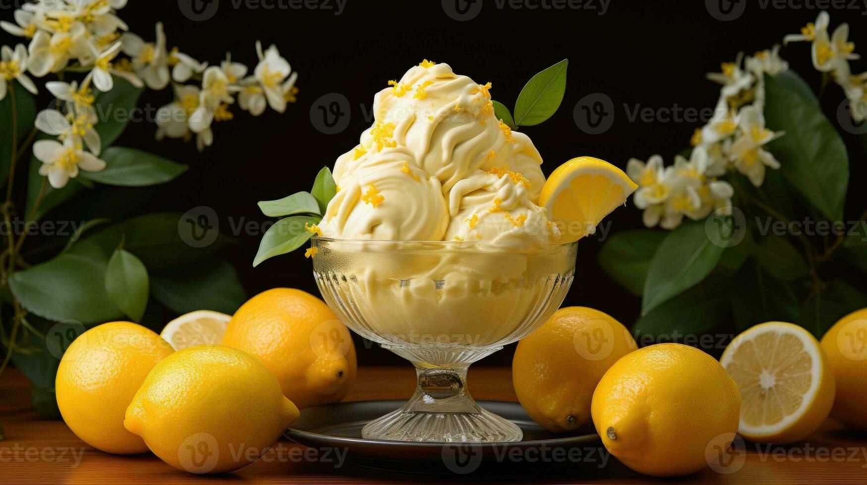 Lemon ice cream AI Generated photo