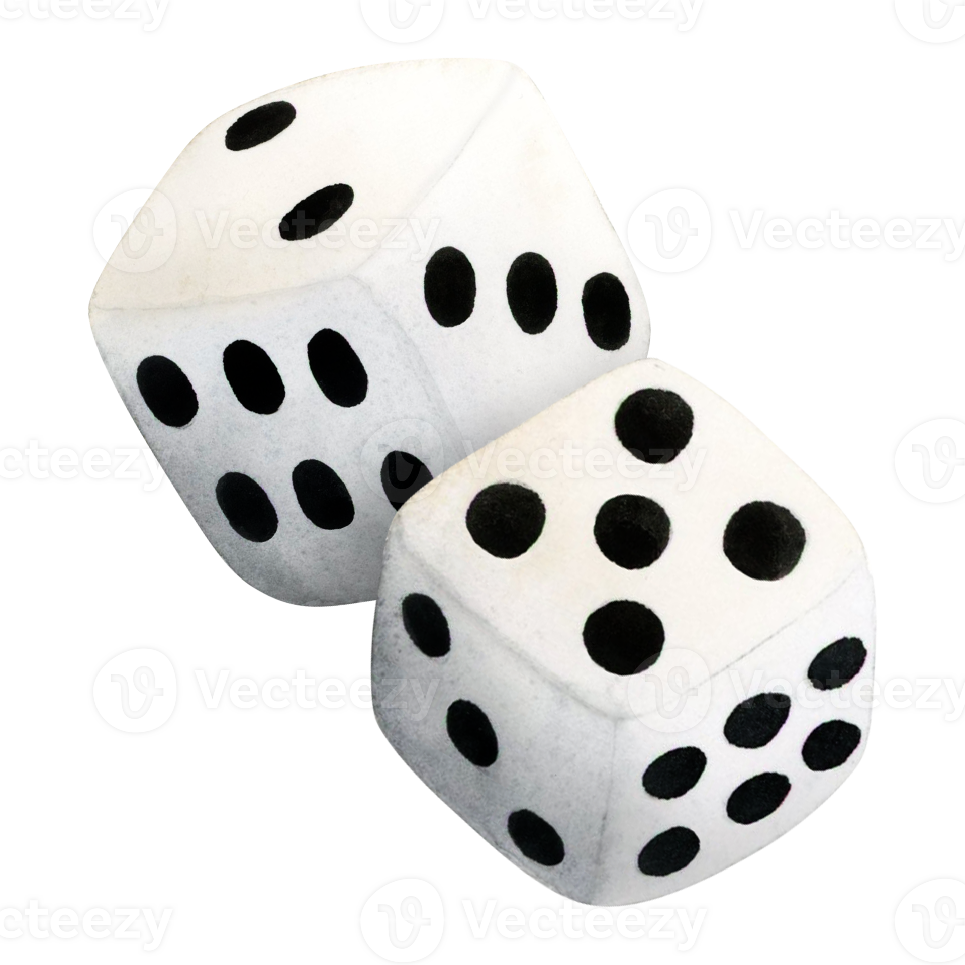Two white dice cubes watercolor illustration for casino gambling