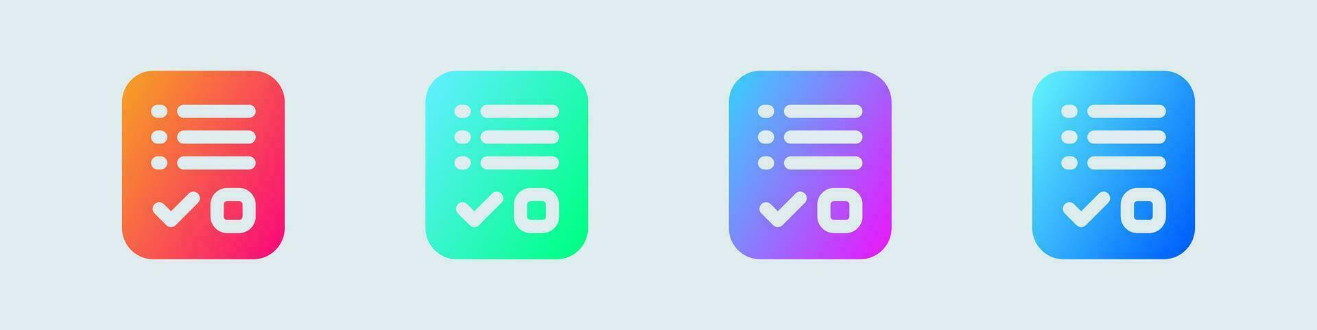 Survey solid icon in gradient colors. Questionnaire signs vector illustration.