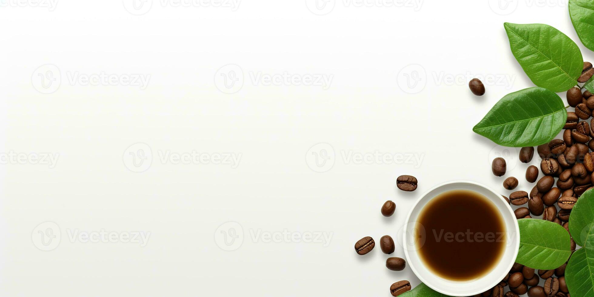 top view glass coffee with coffee beans isolated white background, International Coffee Day concept, AI Generated photo