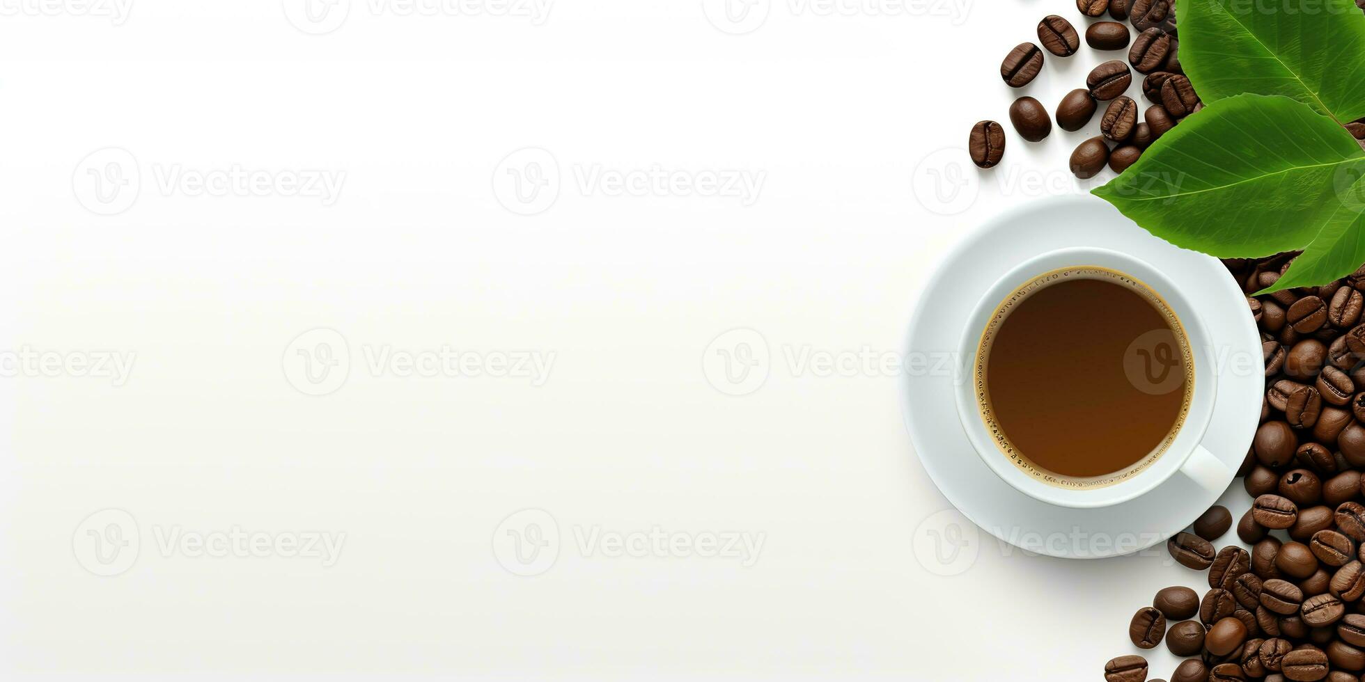 top view glass coffee with coffee beans isolated white background, International Coffee Day concept, AI Generated photo