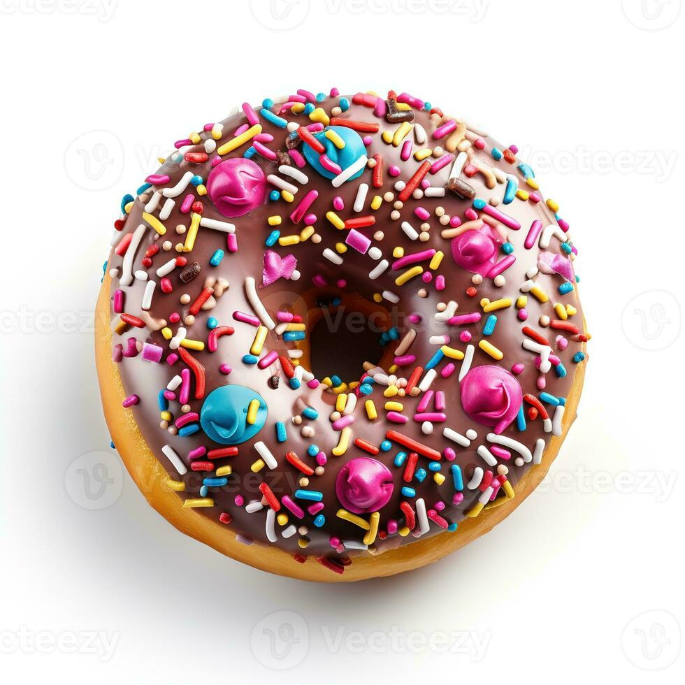 donut on white background, AI Generated photo