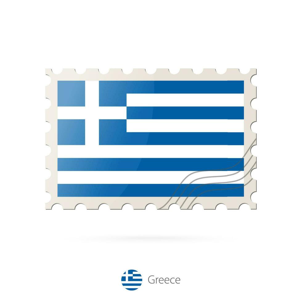 Postage stamp with the image of Greece flag. vector