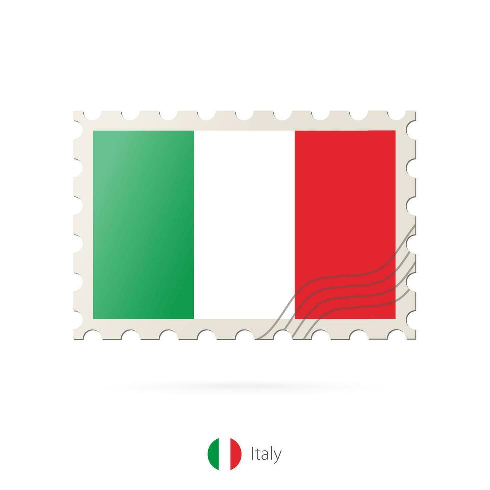 gastos de envío sello con el imagen de Italia bandera. vector