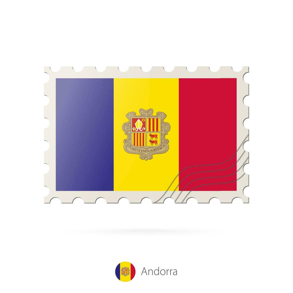 Postage stamp with the image of Andorra flag. vector