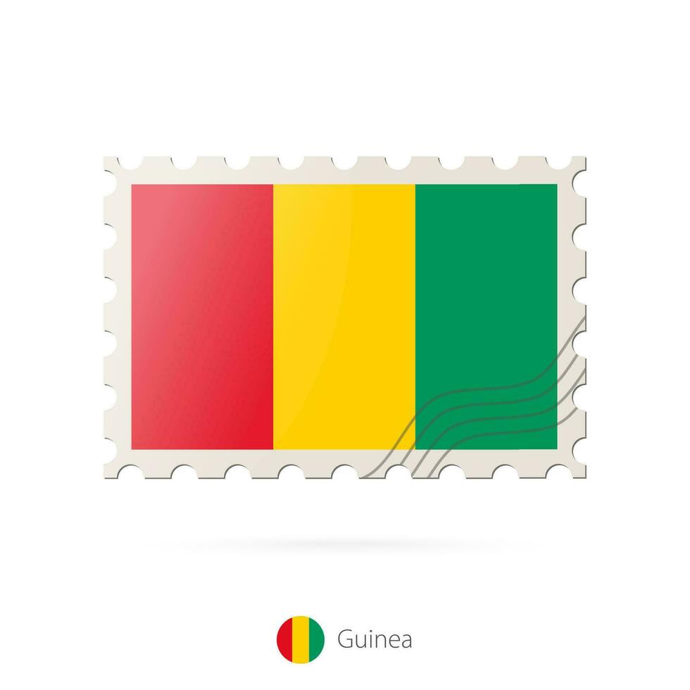 Postage stamp with the image of Guinea flag. vector