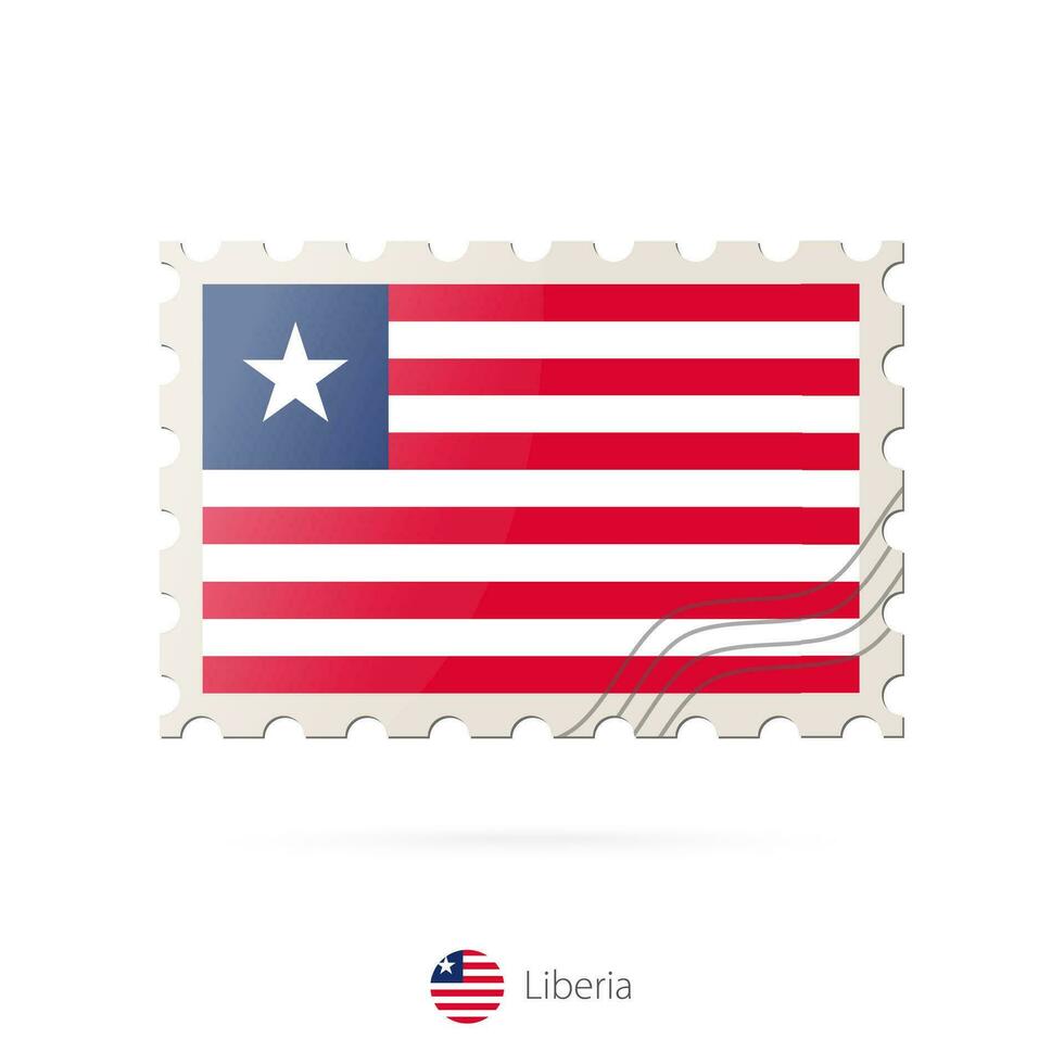Postage stamp with the image of Liberia flag. vector
