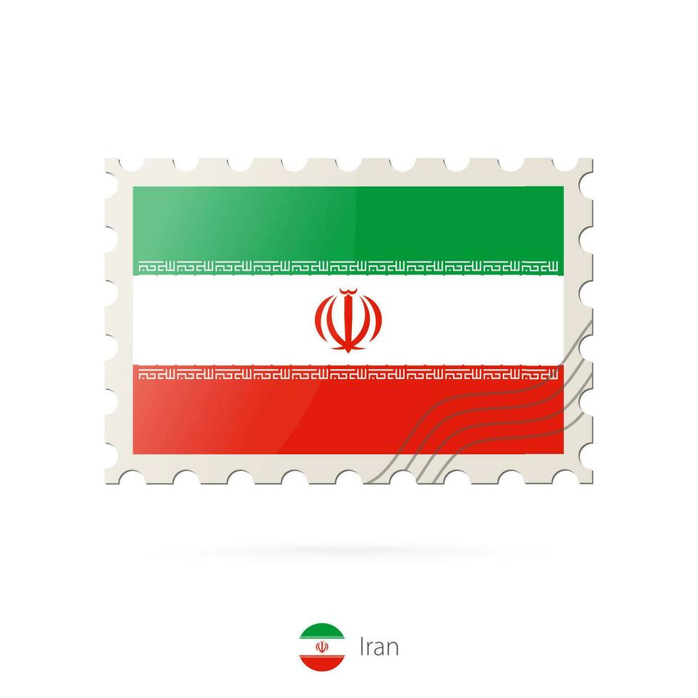 Postage stamp with the image of Iran flag. vector