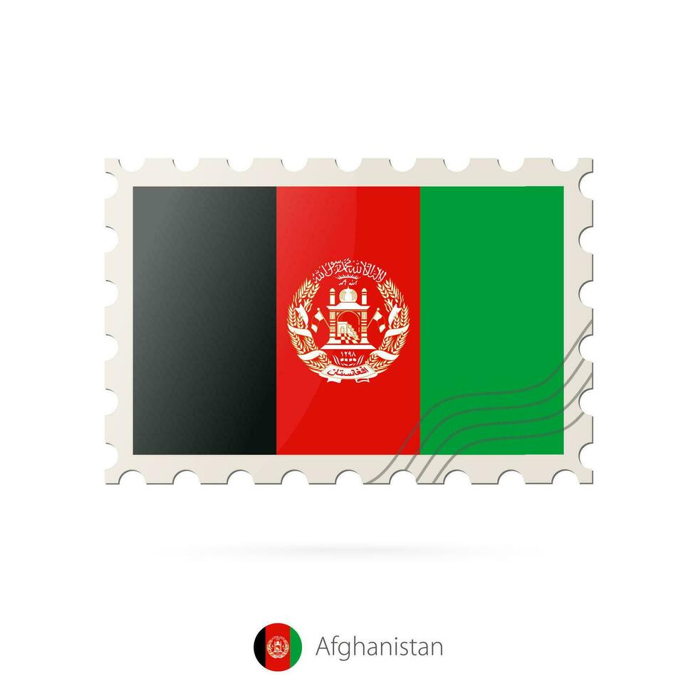 Postage stamp with the image of Afghanistan flag. vector