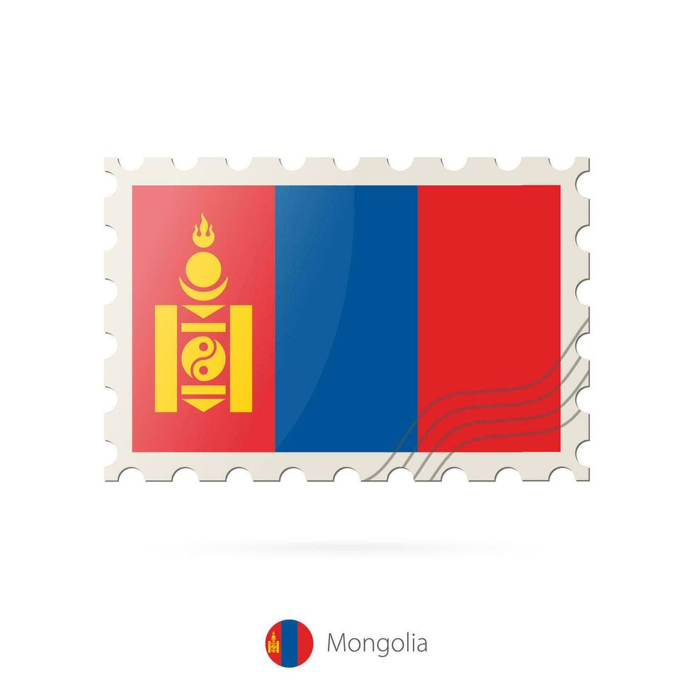 Postage stamp with the image of Mongolia flag. vector