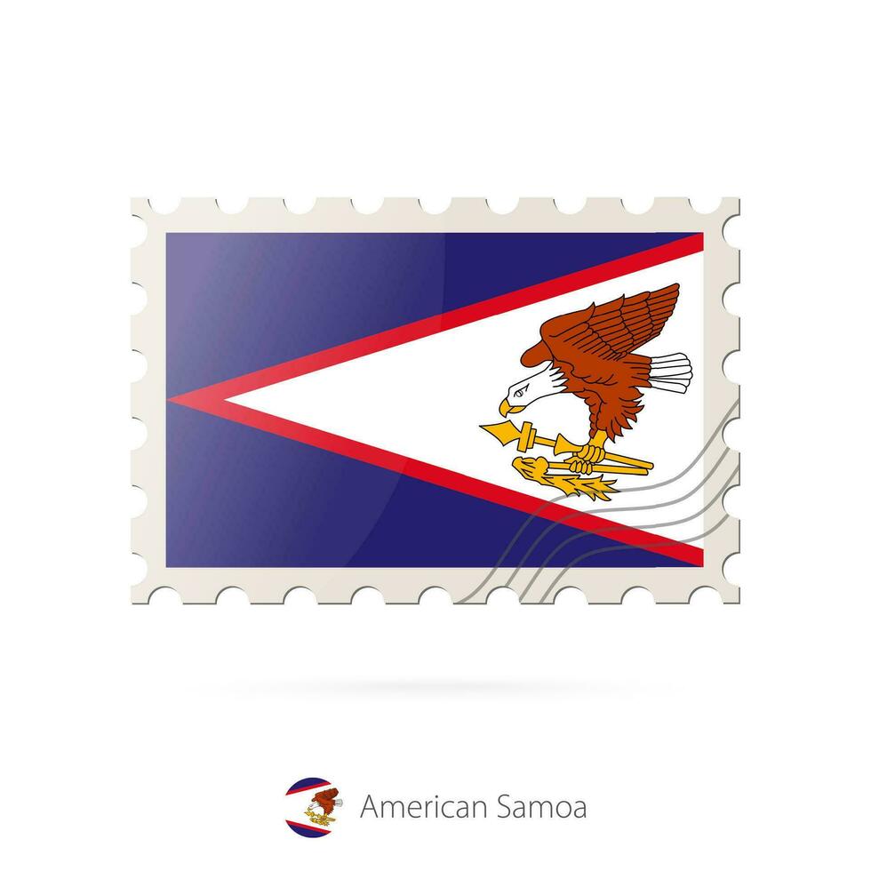 Postage stamp with the image of American Samoa flag. vector