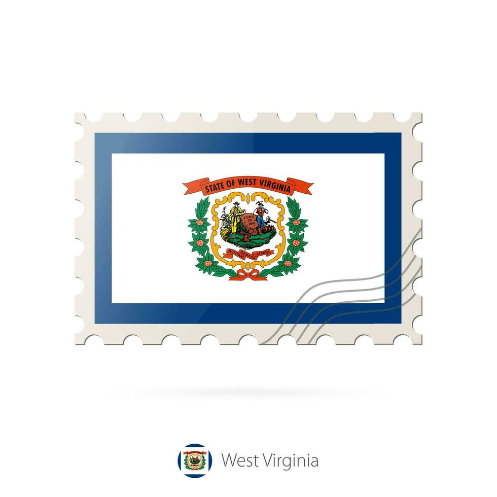 Postage stamp with the image of West Virginia state flag. vector