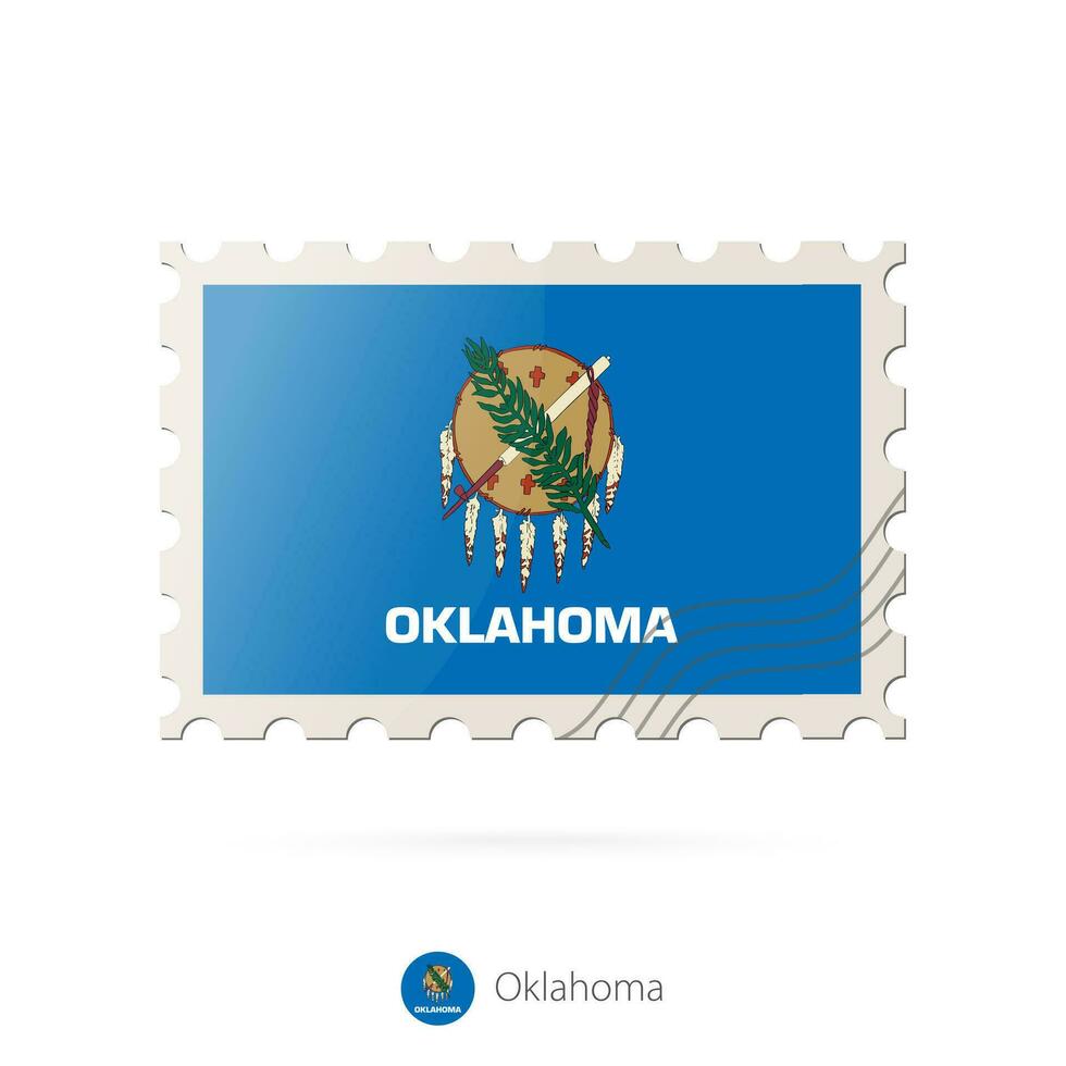 Postage stamp with the image of Oklahoma state flag. vector