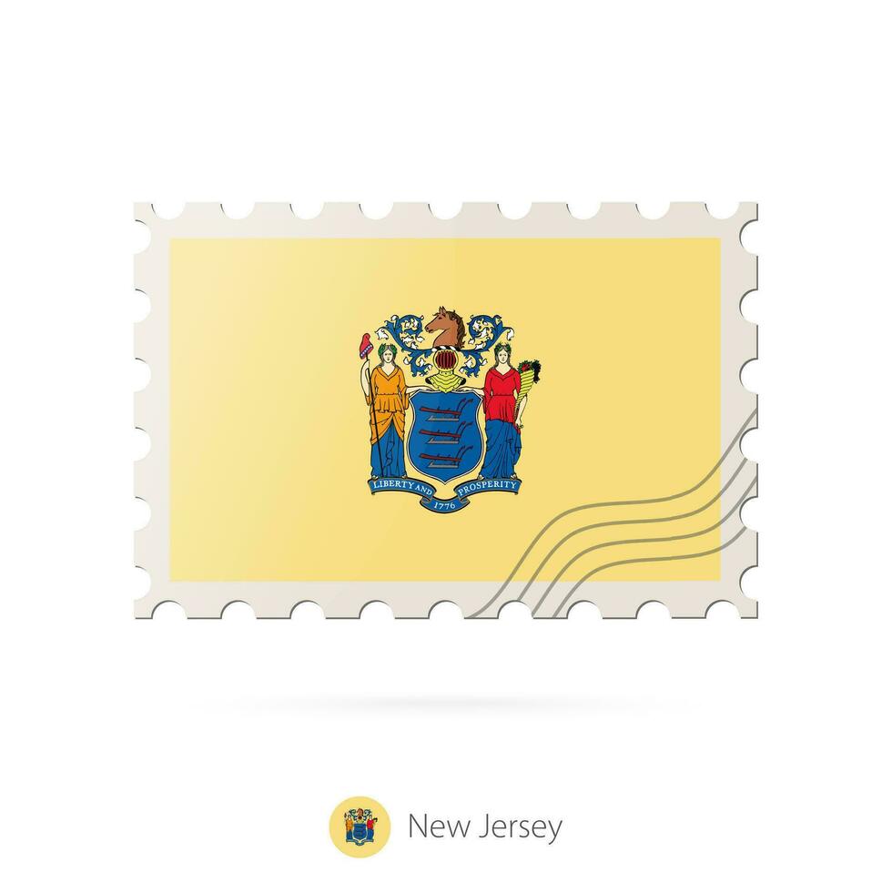 Postage stamp with the image of New Jersey state flag. vector