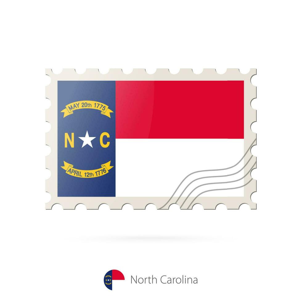 Postage stamp with the image of North Carolina state flag. vector