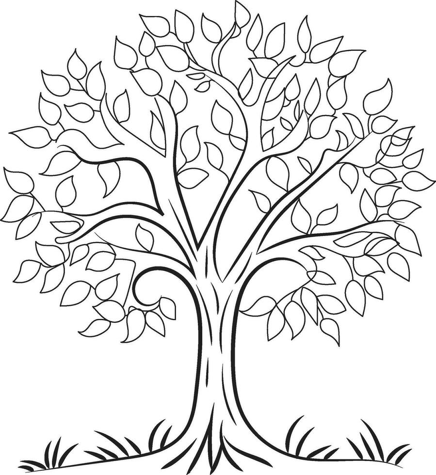 Tree Coloring Page for Adult and kids vector