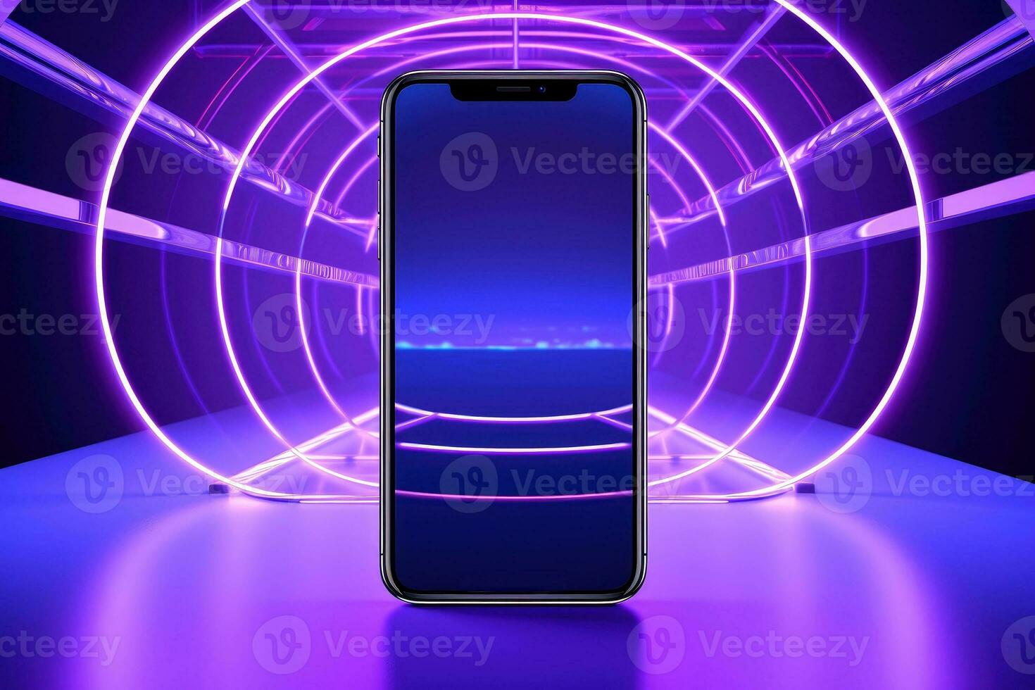 Mockup of beautiful smartphone mobile with multicolor background, Generative AI illustration photo
