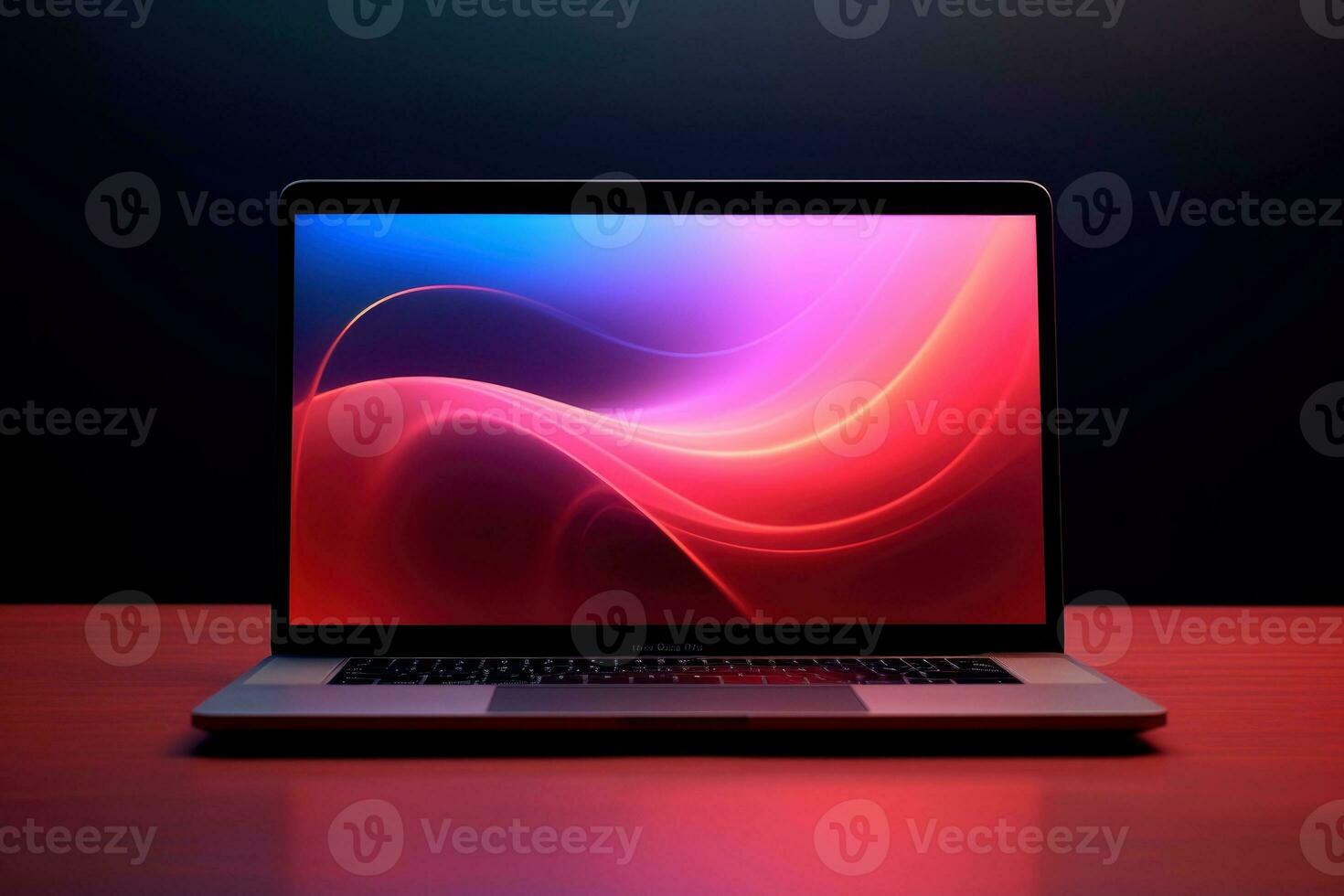Mockup of beautiful laptop with multicolor background, Generative AI illustration photo
