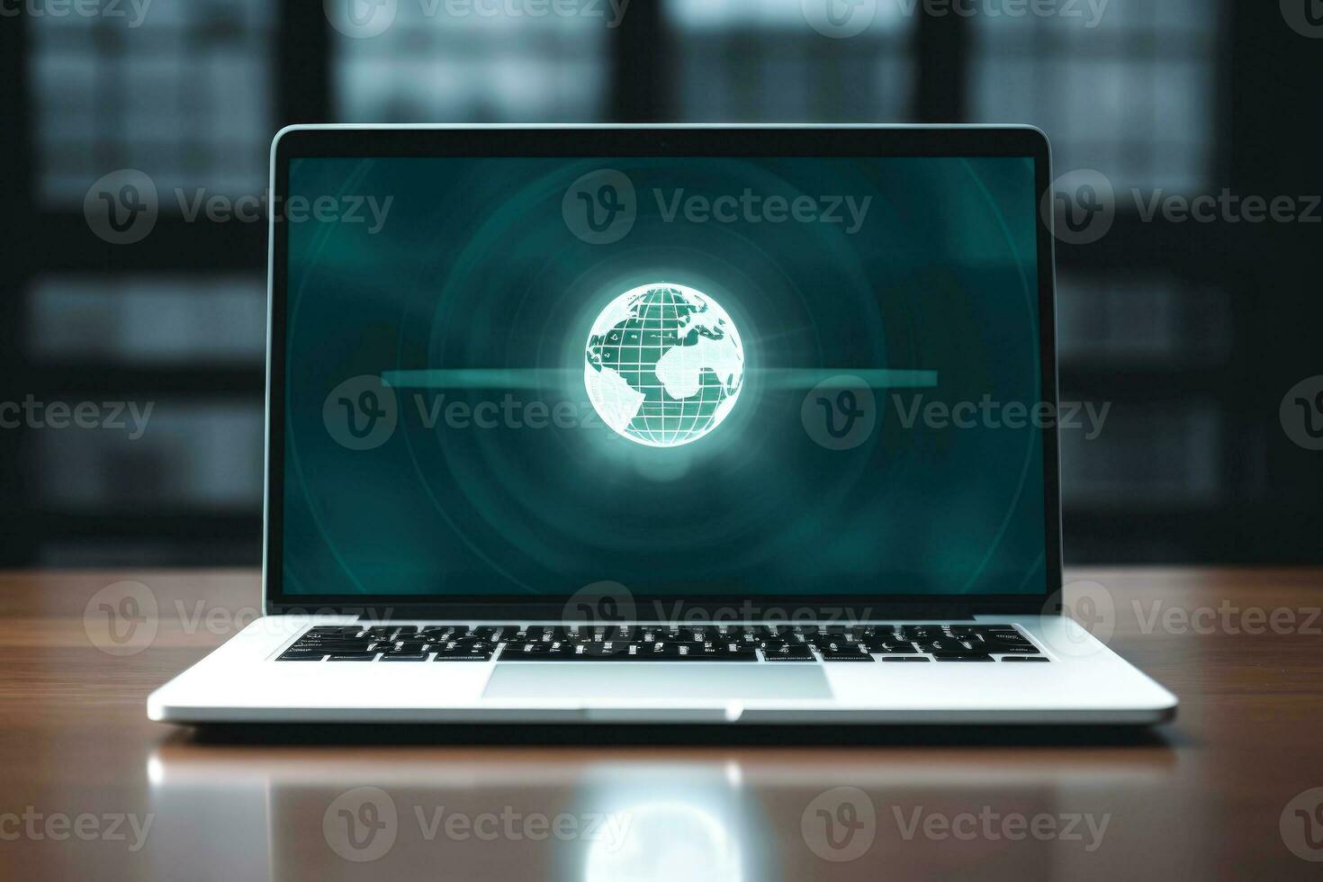 Mockup of beautiful laptop with multicolor background, Generative AI illustration photo