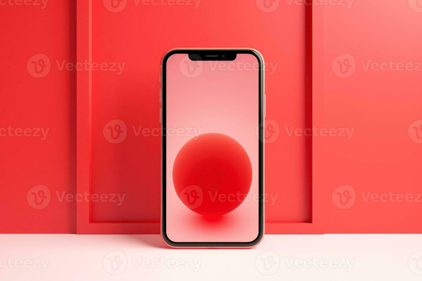 Mockup of beautiful smartphone mobile with multicolor background, Generative AI illustration photo