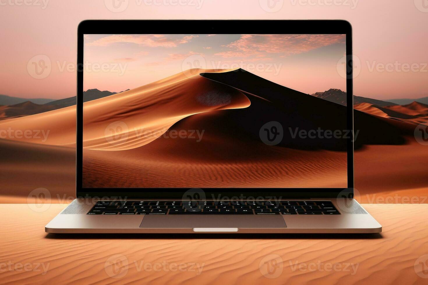 Mockup of beautiful laptop with multicolor background, Generative AI illustration photo