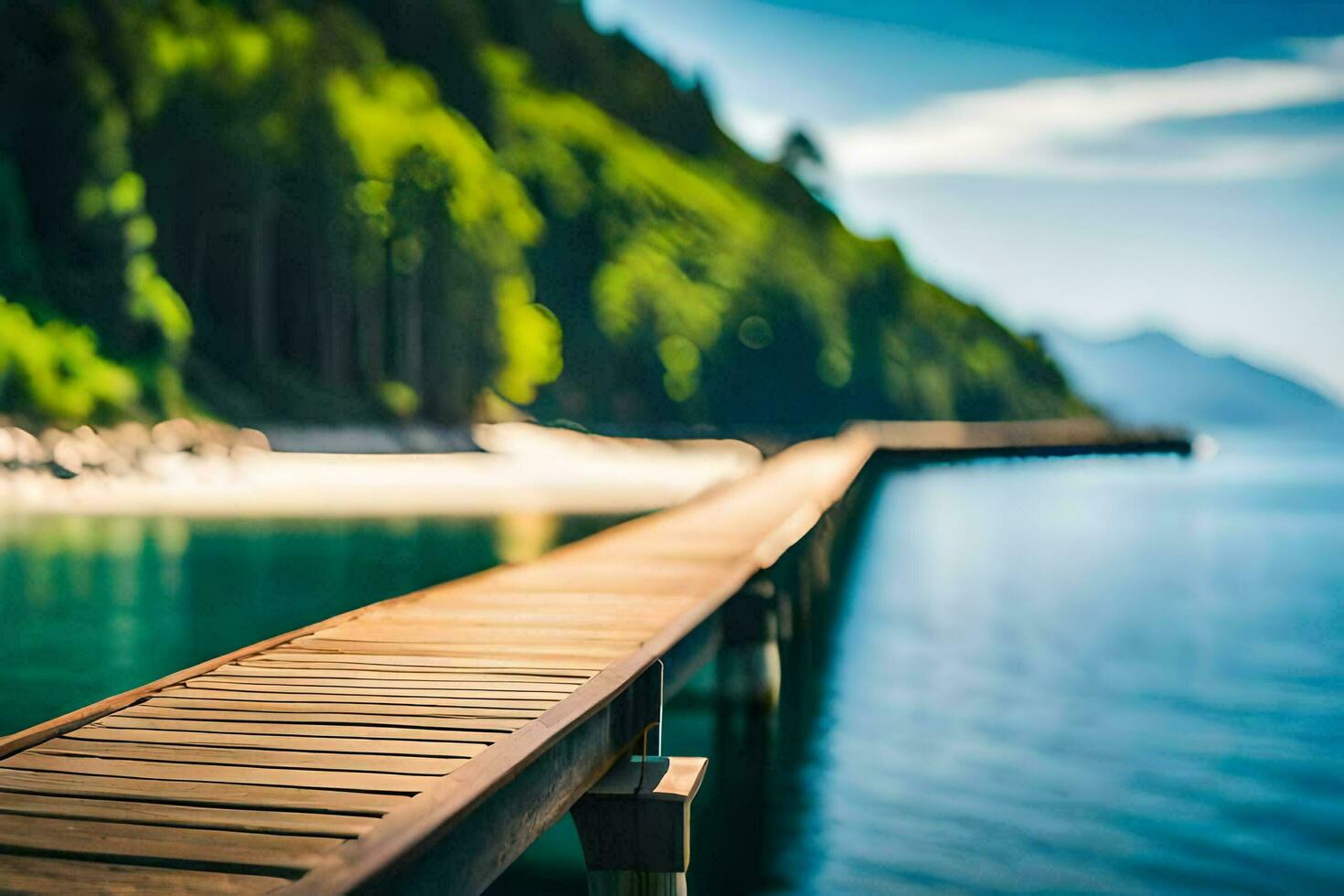 wooden pier over the water - stock photos and pictures. AI-Generated