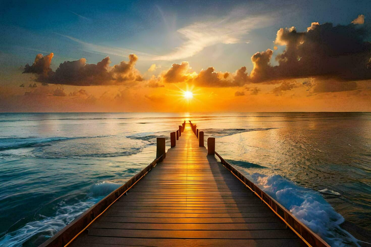 the sun rises over the ocean in the background. AI-Generated photo