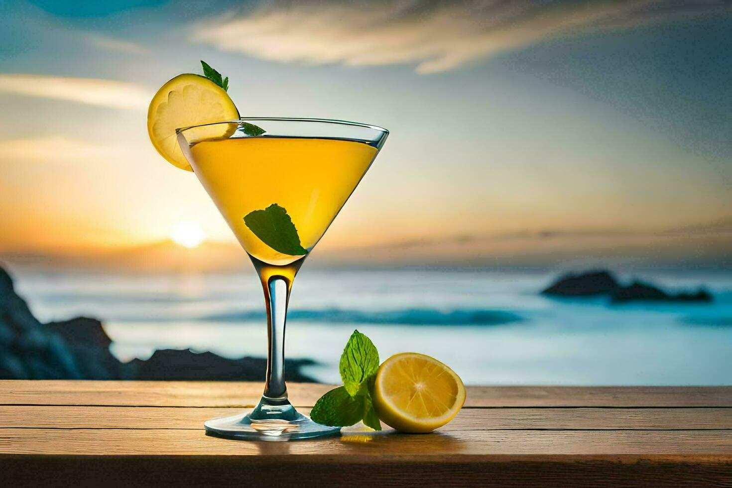 cocktail on the beach. AI-Generated photo