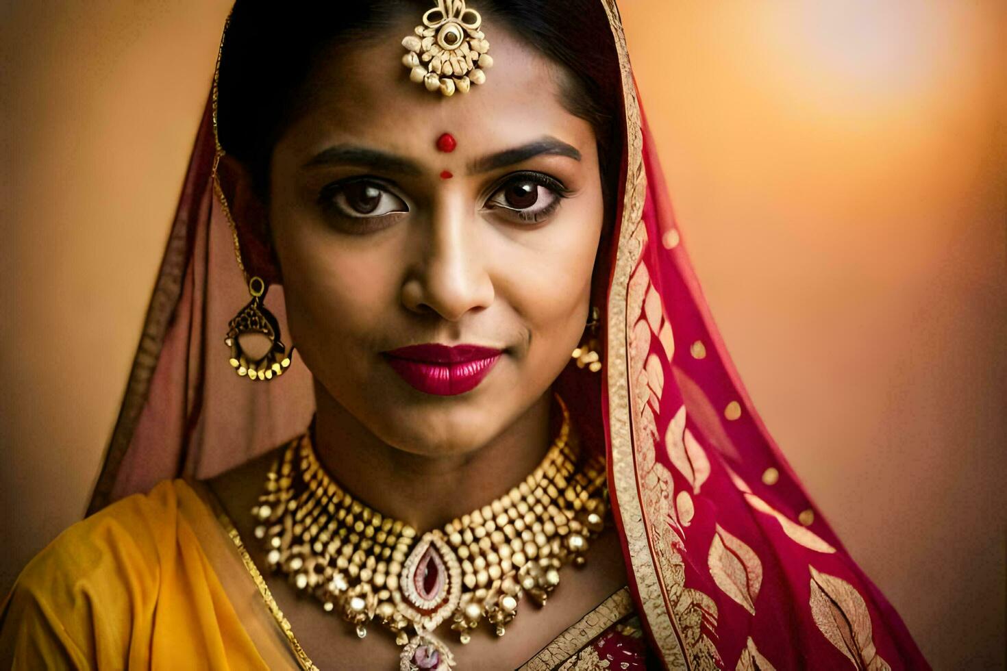 a beautiful indian woman wearing traditional jewelry. AI-Generated photo