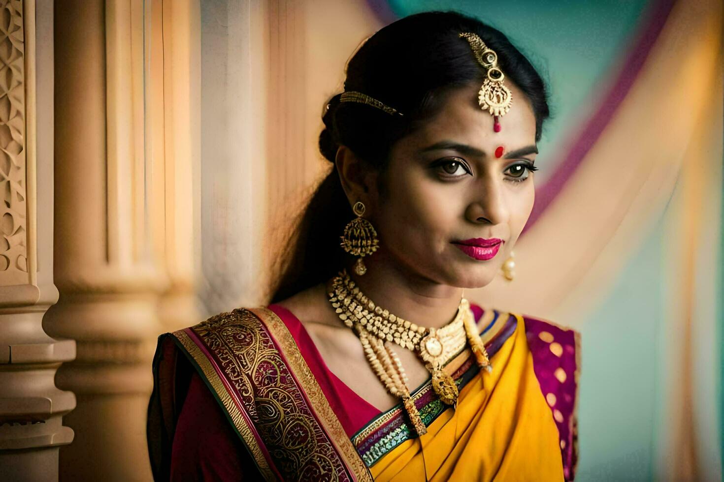 a beautiful indian bride in traditional attire. AI-Generated photo