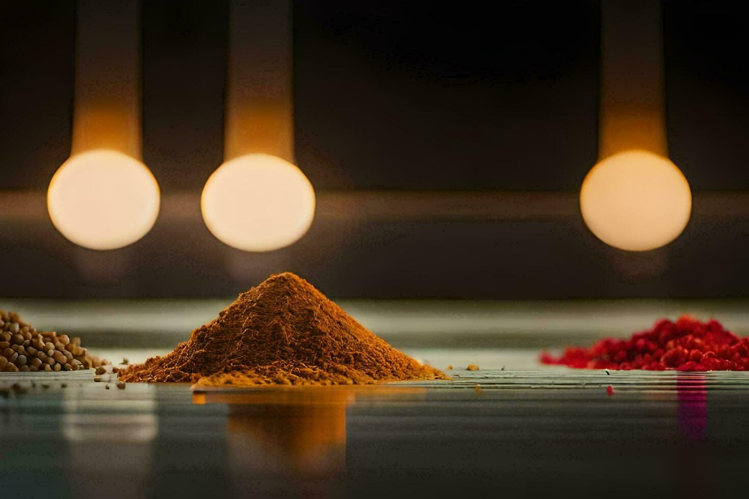 a pile of spices and a light bulb. AI-Generated photo