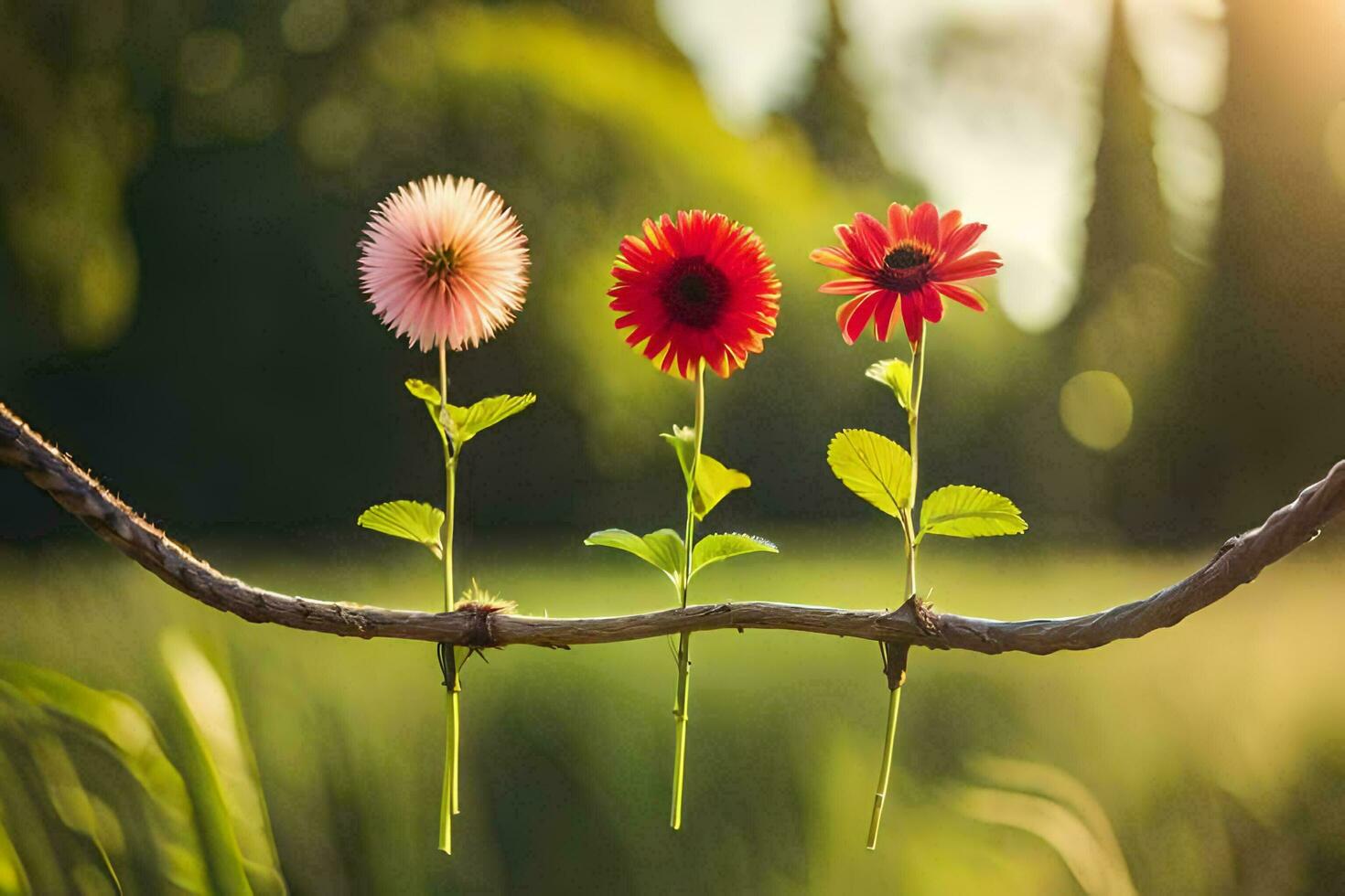 photo wallpaper the sun, flowers, the grass, the sun, the flowers, the grass,. AI-Generated
