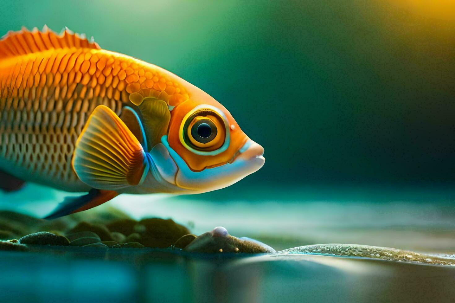 a fish with big eyes and a bright orange color. AI-Generated photo