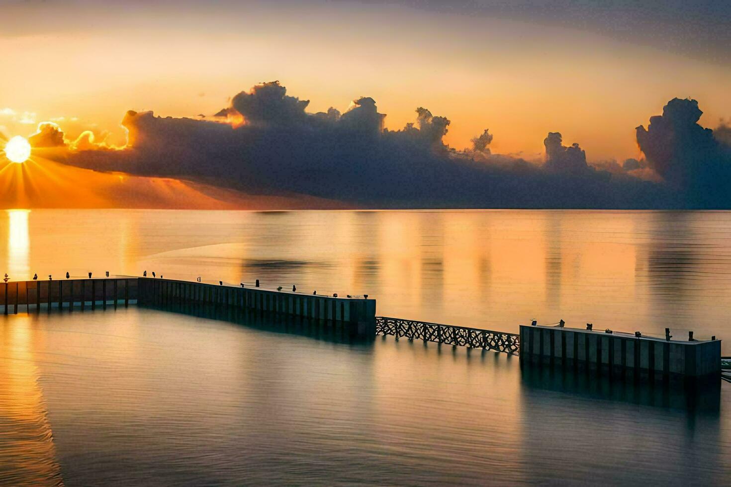 sunset, the sea, the ocean, the sky, the horizon, the horizon, the. AI-Generated photo