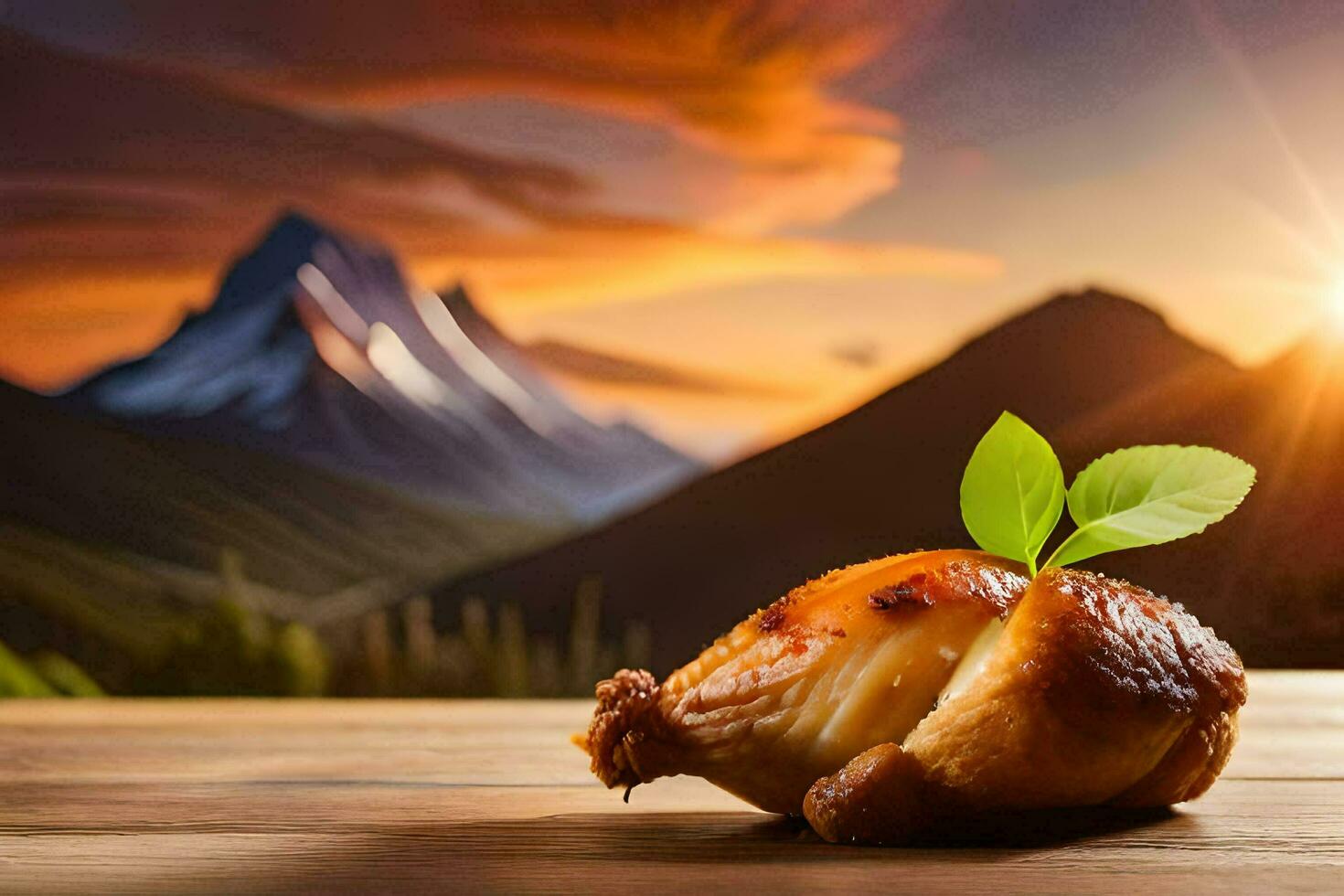 food, the sky, mountains, food, hd wallpaper. AI-Generated photo