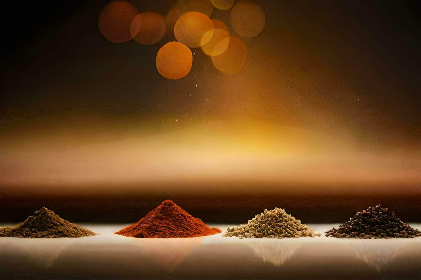 four different spices are shown in a row. AI-Generated photo