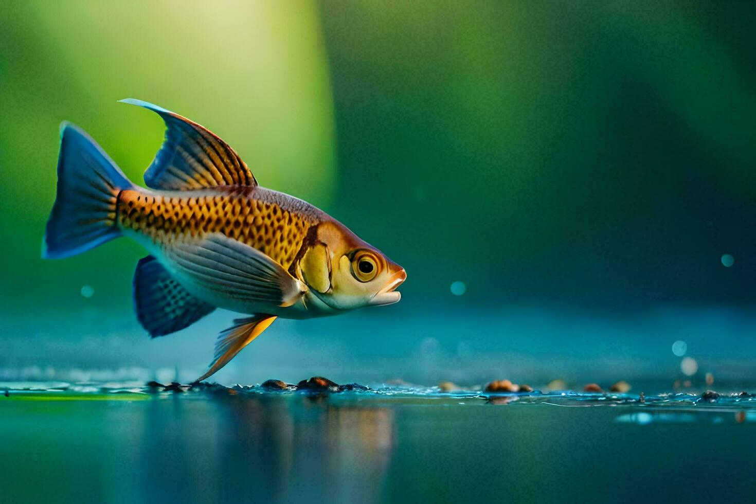a fish is walking on the water. AI-Generated photo