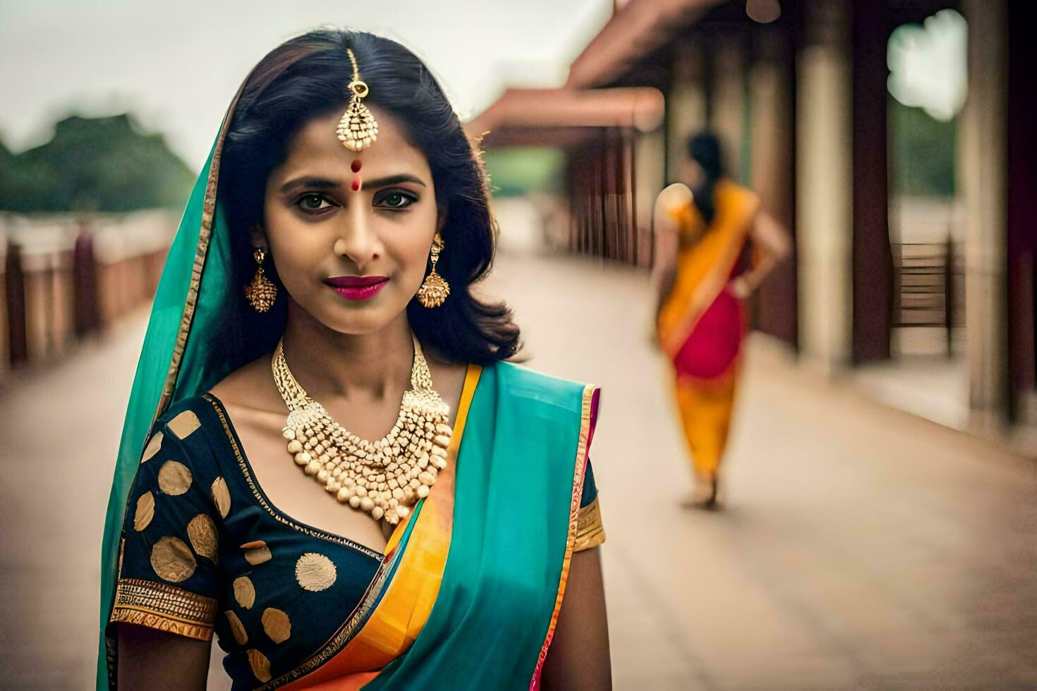 a beautiful indian woman in traditional attire. AI-Generated photo