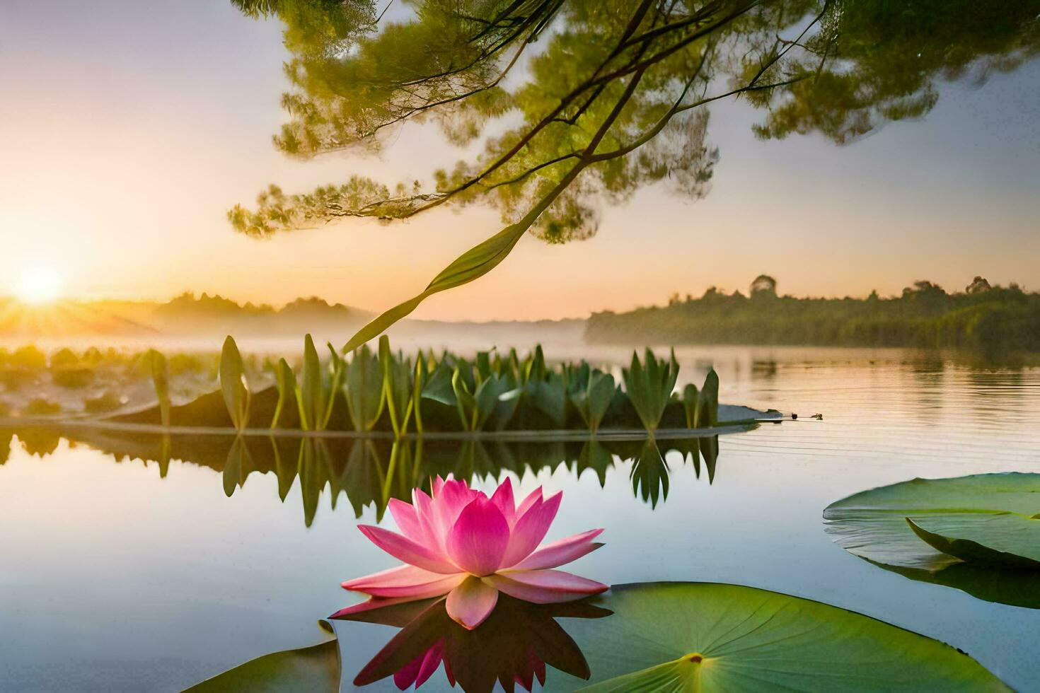 the lotus flower is a symbol of peace and tranquility. AIGenerated