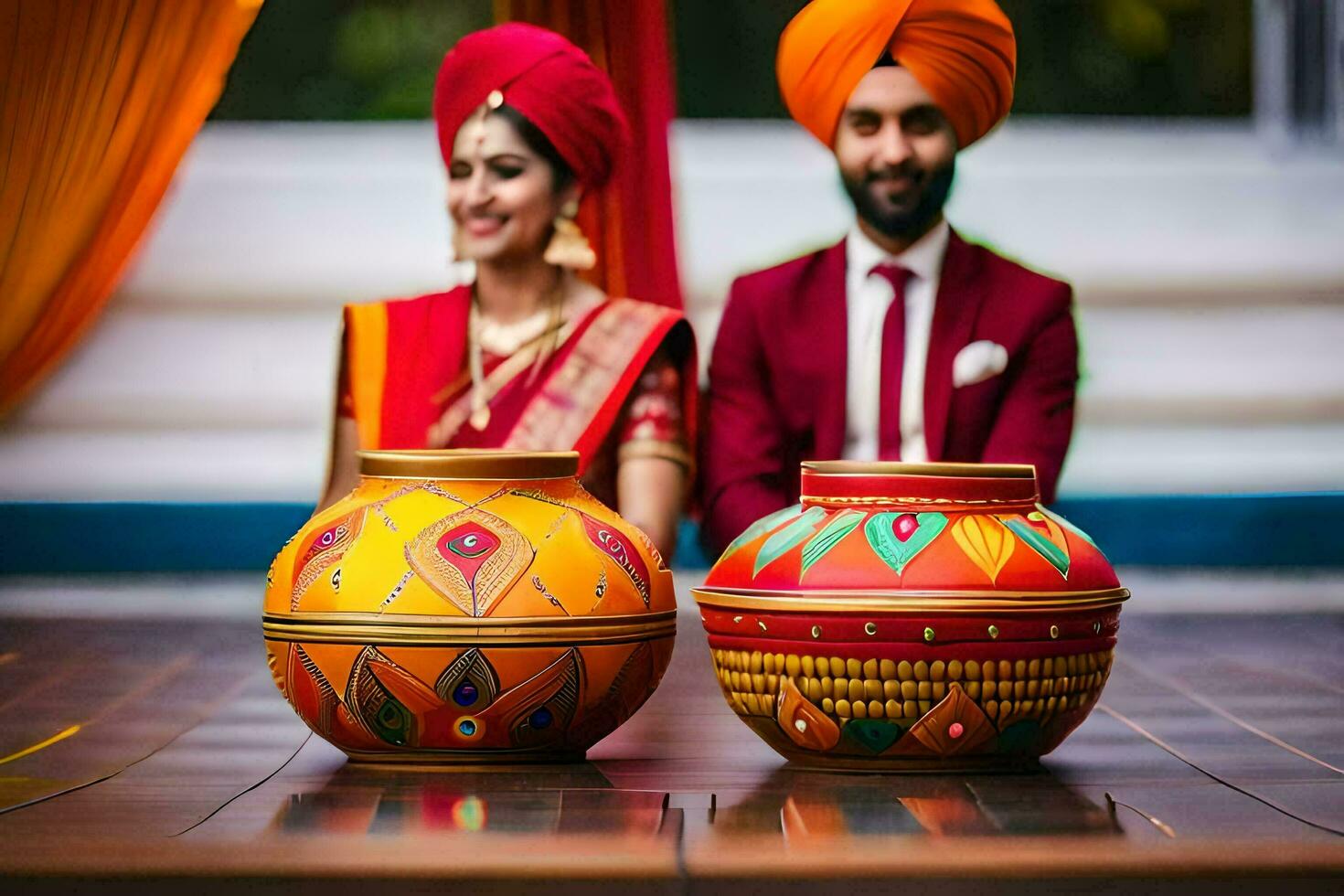 indio Boda fotografía en Delhi. generado por ai foto