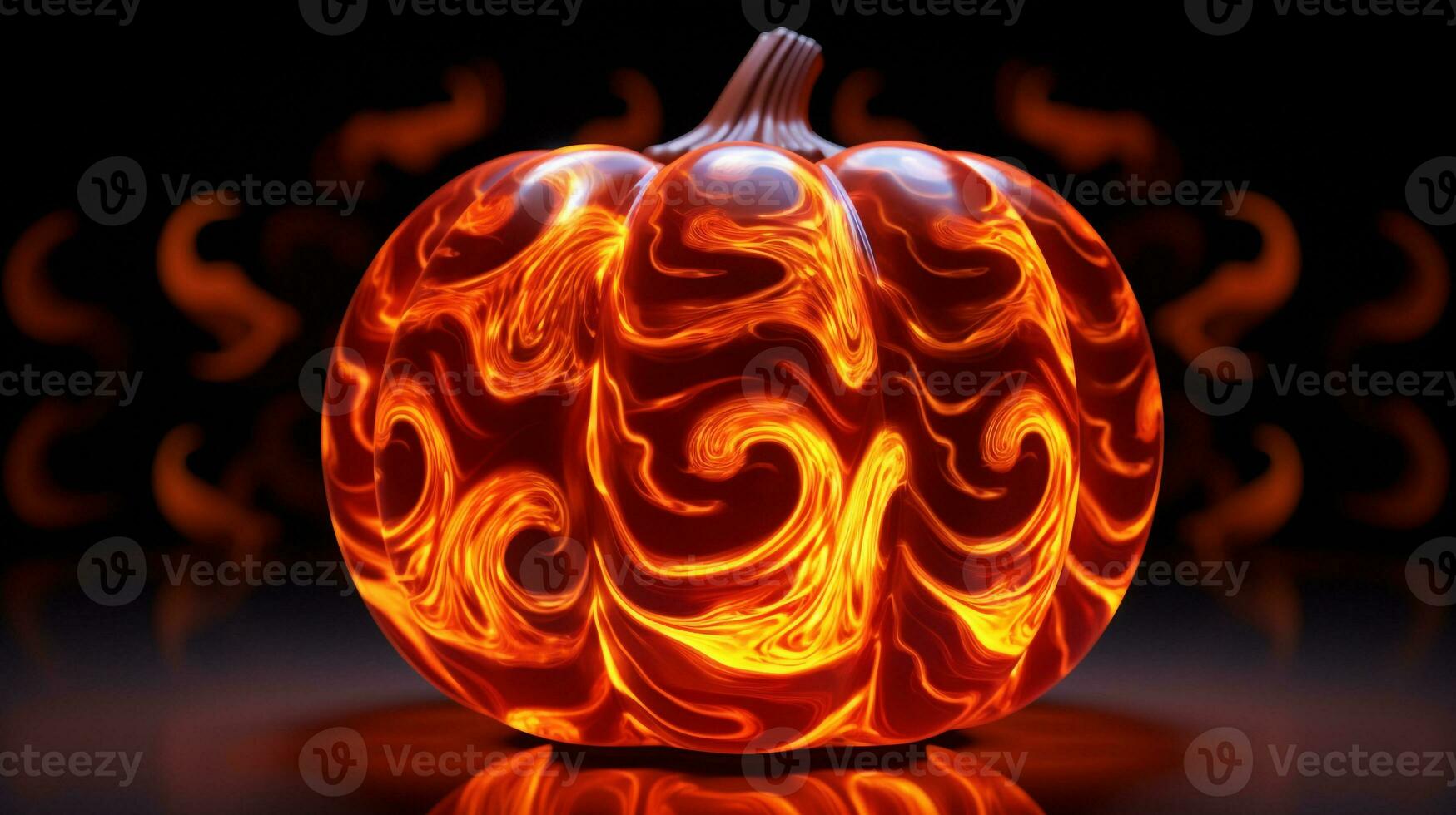 Pumpkin with a cool red neon light wave pattern. Generative AI photo