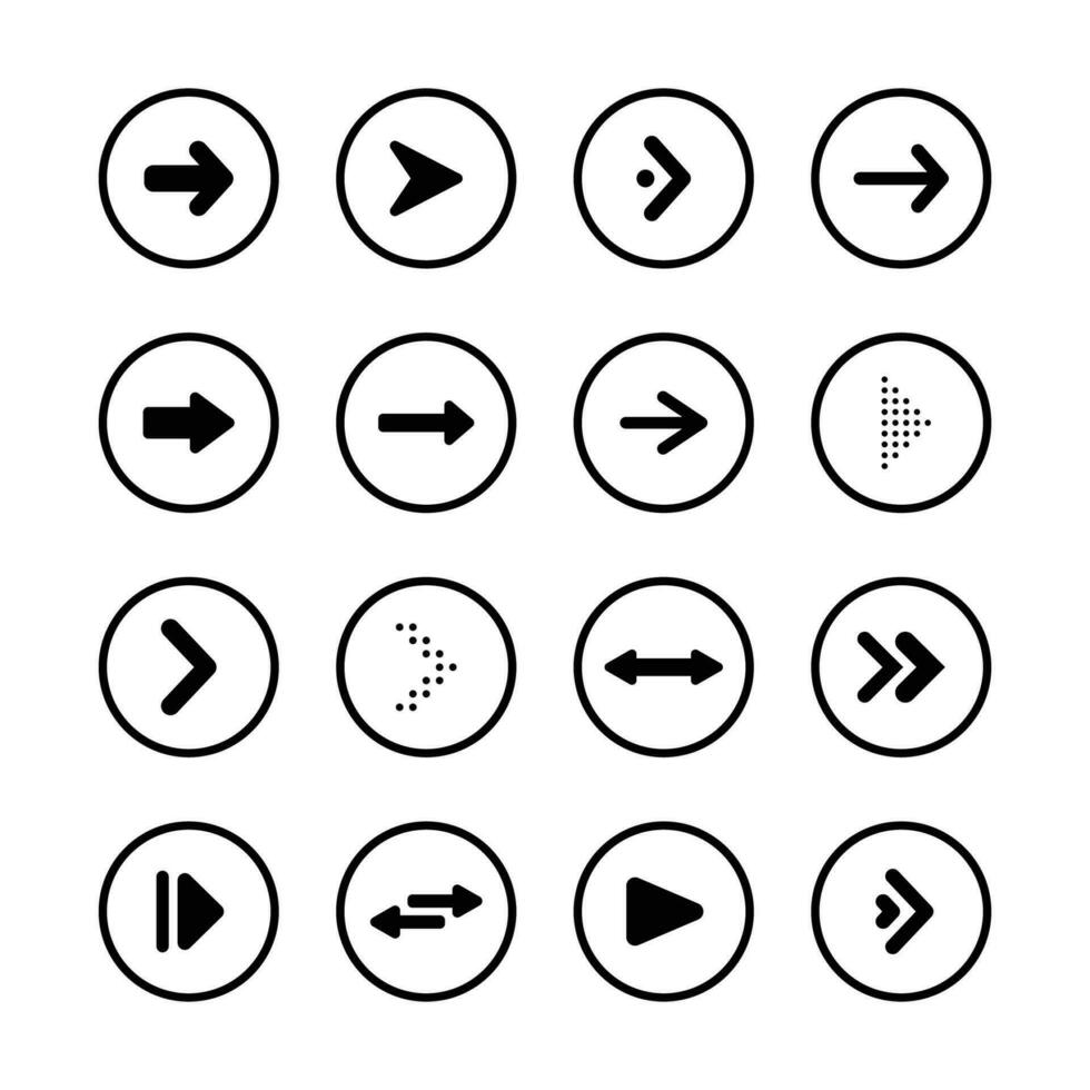 Set of vector arrow icons. Collection of pointers