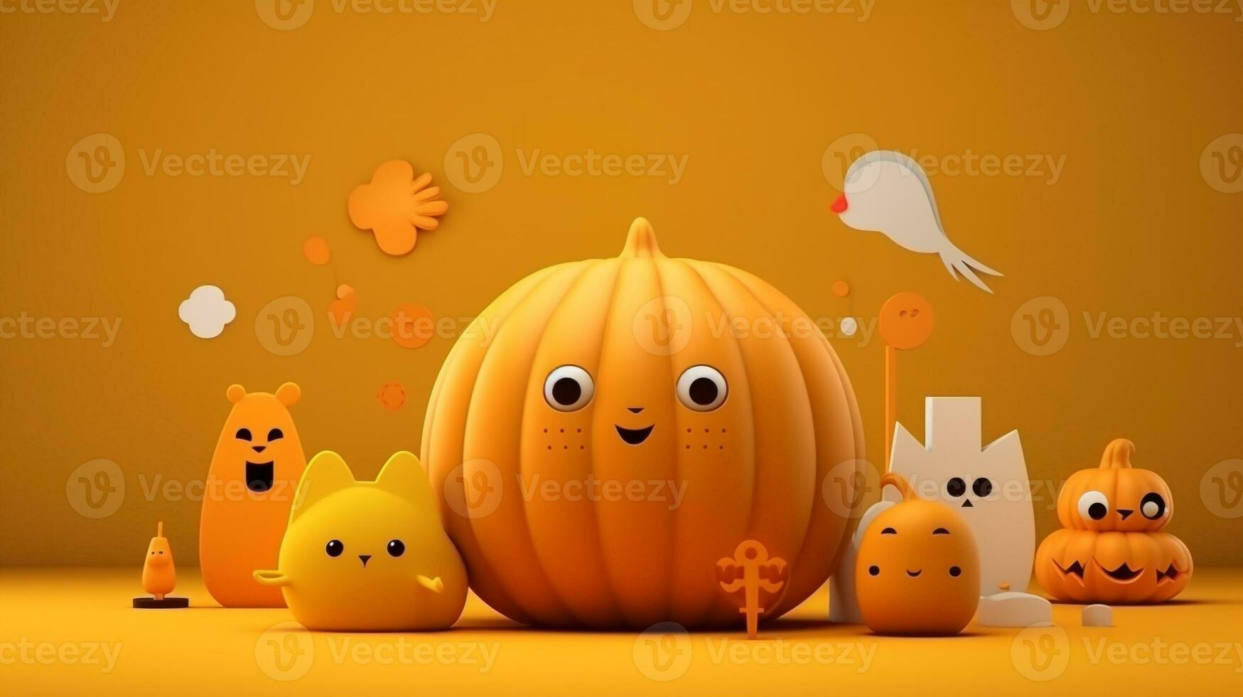 Cute object in halloween concept. Generative AI photo