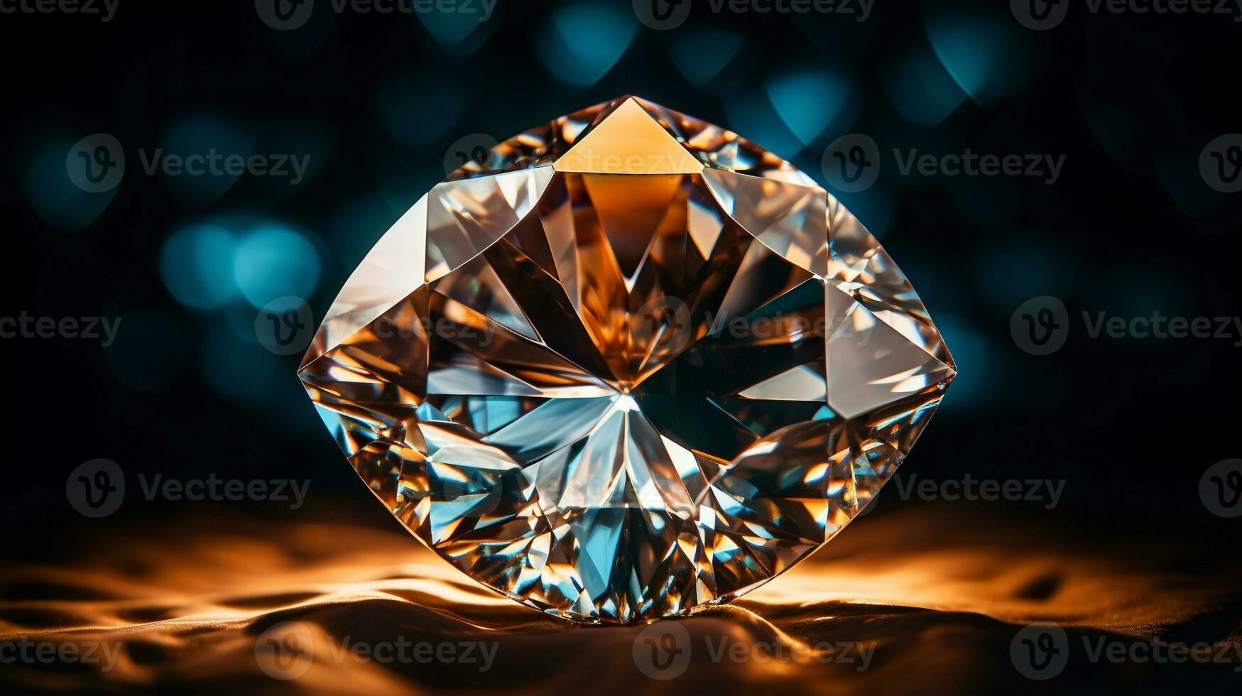 Photograph a mesmerizing close-up of a sparkling Topaz held against a velvety black background. Generative AI photo