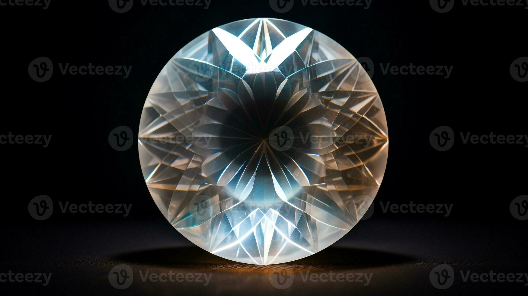 Photograph a mesmerizing close-up of a sparkling Moonstone held against a velvety black background. Generative AI photo