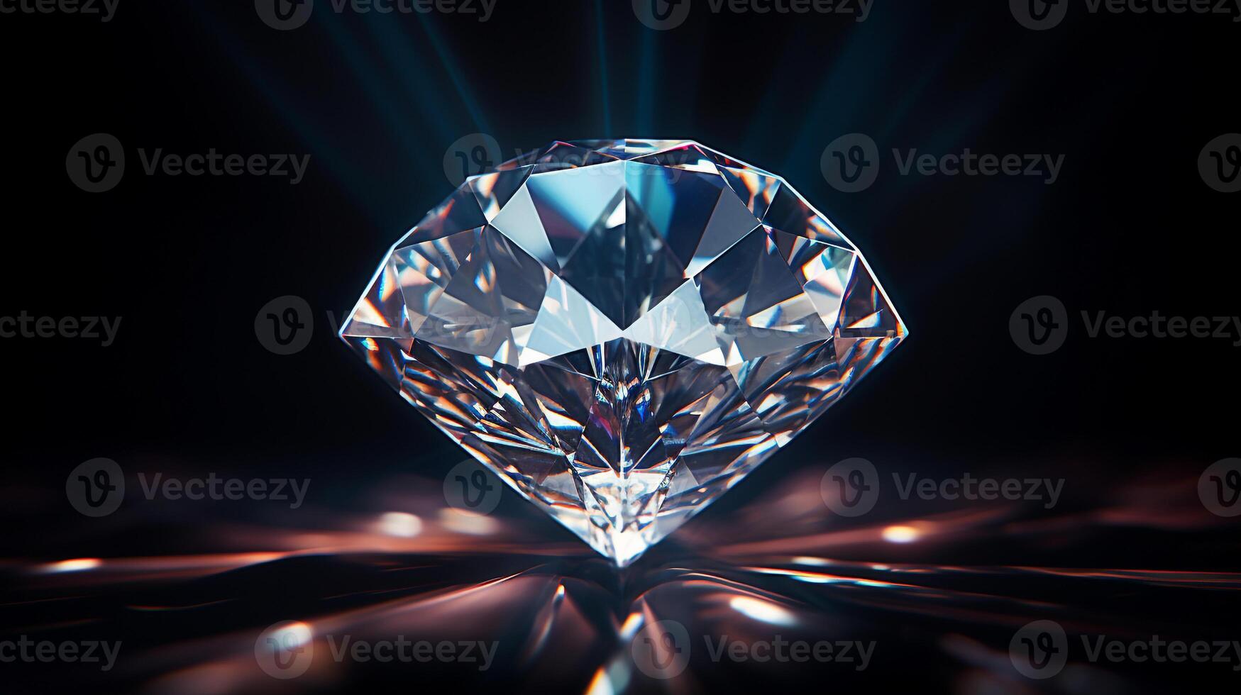 Photograph a mesmerizing close-up of a sparkling Diamond held against a velvety black background. Generative AI photo