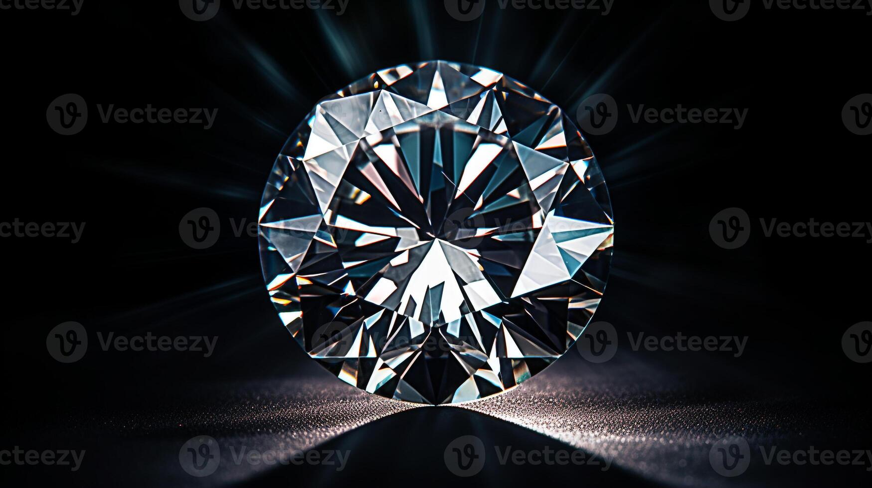 Photograph a mesmerizing close-up of a sparkling Diamond held against a velvety black background. Generative AI photo